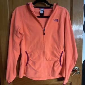 The North Face Zip Up Sweatshirt Neon Women's Medium M Hooded Jacket,